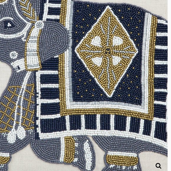John Robshaw Sakala beaded elephant pillow case - Picture 2 of 4